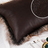 inchgrass Faux Fur Throw Pillow Covers Cushion Covers Luxury Soft Decorative Long Hair Pillowcase Fuzzy Pillow Cases for Bed Couch Sofa (45x45cm, 2-piece Brown Vertical Hair)