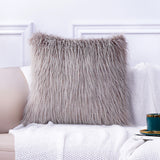 inchgrass Faux Fur Throw Pillow Covers Cushion Covers Luxury Soft Decorative Long Hair Pillowcase Fuzzy Pillow Cases for Bed Couch Sofa (45x45cm, 2-piece Khaiki)