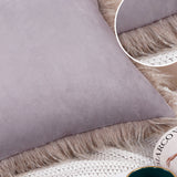 inchgrass Faux Fur Throw Pillow Covers Cushion Covers Luxury Soft Decorative Long Hair Pillowcase Fuzzy Pillow Cases for Bed Couch Sofa (45x45cm, 2-piece Khaiki)