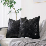 Inchgrass luxury faux fur pillowcase, decorative Sequin plush cushion cover, super soft fluffy plush pillowcase with non-slip zipper,(45x45cm，Black 2-Piece)