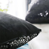 Inchgrass luxury faux fur pillowcase, decorative Sequin plush cushion cover, super soft fluffy plush pillowcase with non-slip zipper,(45x45cm，Black 2-Piece)