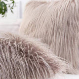 inchgrass Faux Fur Throw Pillow Covers Cushion Covers Luxury Soft Decorative Long Hair Pillowcase Fuzzy Pillow Cases for Bed Couch Sofa (45x45cm, 2-piece Khaiki)