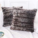 inchgrass Faux Fur Pillow Cover Without Insert Decorative Pillowcase Comfortable Warmth Fluffy Tamias Pattern Chipmunks (45X45cm, 2-piece Gray)