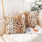 inchgrass Faux Fur Throw Pillow Covers Cushion Covers Luxury Soft Decorative Long Hair Pillowcase Fuzzy Pillow Cases for Bed Couch Sofa(45x45cm, 2-piece Lepoard)