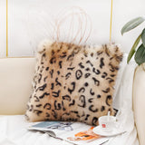 inchgrass Faux Fur Throw Pillow Covers Cushion Covers Luxury Soft Decorative Long Hair Pillowcase Fuzzy Pillow Cases for Bed Couch Sofa(45x45cm, 2-piece Lepoard)