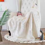 inchgrass Luxury Faux Mink Fur Throw Blanket Decoration for Couch Sofa Decor Bedding Room