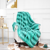 inchgrass Luxury Soft Faux Mink Fur Throw Blanket Fuzzy Plush Elegant Reversible for Sofa Chair Couch Living Bedding (50"x60", Tiffany Blue)