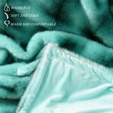 inchgrass Luxury Soft Faux Mink Fur Throw Blanket Fuzzy Plush Elegant Reversible for Sofa Chair Couch Living Bedding (50"x60", Tiffany Blue)