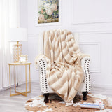 Inchgrass Luxury Faux Fur Throw Blanket for Couch Bedding Decoration Room Sofa (60" x 70" ,White Beige)