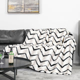 Inchgrass Luxurious Soft Faux Fur Zigzag pattern Throw Blanket - Fuzzy Plush and Elegant with Reversible Mink Blanket for Sofa Chair Couch Living 50X60inch