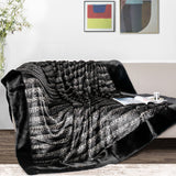 inchgrass Leopard Stitching Luxury Soft Faux Fur Blanket Plush Elegant with Double-Sided Mink Throw Blanket Sofa Chair Sofa Living Room Birthday Gift Home Decoration (50"x60", Leopard Stripe)