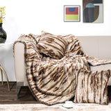 Inchgrass British Classic racoon stripes multiple brown faux fur blanket 150cmx200cm