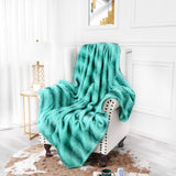 inchgrass Luxury Soft Faux Mink Fur Throw Blanket Fuzzy Plush Elegant Reversible for Sofa Chair Couch Living Bedding (50"x60", Tiffany Blue)