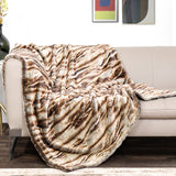 Inchgrass British Classic racoon stripes multiple brown faux fur blanket 150cmx200cm