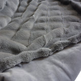 Inchgrass Comfort Luxury Wave shape pattern Faux Fur Throw Blanket - Super Soft, Fluffy, Warm, Cozy, Plush, Fuzzy, Thick, Large - for Couch, Sofa, Living Room or Bed - Fall & Winter Accessories - 79''X87'' (Gray)