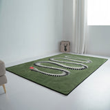 Inchgrass Rugs for bedroom, green super soft fluffy snake-shaped pattern rug plush living room carpet 180cmX250cm