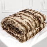 Inchgrass British Classic racoon stripes multiple brown faux fur blanket 150cmx200cm