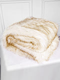 Inchgrass luxury faux fur  blanket, white fox hair dyed with brown tip,super warm, plush, elegant, fluffy sofa, sofa and bed decoration blanket scarf, 150X200cm