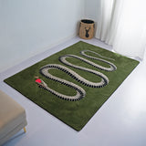 Inchgrass Rugs for bedroom, green super soft fluffy snake-shaped pattern rug plush living room carpet 180cmX250cm