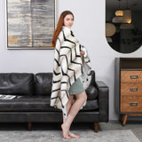 Inchgrass Luxurious Soft Faux Fur Zigzag pattern Throw Blanket - Fuzzy Plush and Elegant with Reversible Mink Blanket for Sofa Chair Couch Living 50X60inch