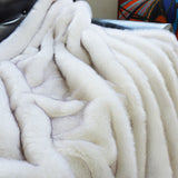 Inchgrass luxury artificial blanket, white fox hair dyed with black tip,super warm, plush, elegant, fluffy sofa, sofa and bed decoration blanket scarf, 150X200cm