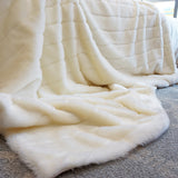 inchgrass Luxury Faux Mink Fur Throw Blanket Decoration for Couch Sofa Decor Bedding Room