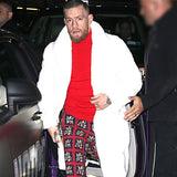 UFC mouth gun conor Conor McGrace the same style of imitation fur domineering jacket arrogant atmosphere fur trench coat