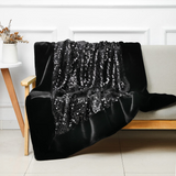 Inchgrass Luxury Sequin Craft Faux Fur Blanket Super Warm Plush Elegant Fluffy Sofa Bedroom Throw Blanket 130cmx150cm(Black)