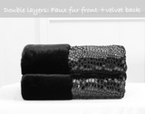 Inchgrass Luxury Sequin Craft Faux Fur Blanket Super Warm Plush Elegant Fluffy Sofa Bedroom Throw Blanket 130cmx150cm(Black)