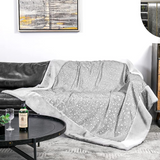 Inchgrass Luxury Sequin Craft Faux Fur Blanket Super Warm Plush Elegant Fluffy Sofa Bedroom Throw Blanket 130cmx150cm(Black)