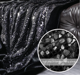 Inchgrass Luxury Sequin Craft Faux Fur Blanket Super Warm Plush Elegant Fluffy Sofa Bedroom Throw Blanket 130cmx150cm(Black)