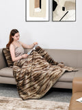 Inchgrass British Classic racoon stripes multiple brown faux fur blanket 150cmx200cm