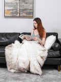 Inchgrass Soft Shaggy Solid Reversible Elizabeth Hollow pattern with imitation fox furFaux Fur Blanket Throw Blanket, Luxury Fuzzy Plush Comfy Microfiber Faux Fur Decorative Blankets for Sofa Couch Bed Chair Photo Props