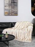 Inchgrass luxury faux fur  blanket, white fox hair dyed with brown tip,super warm, plush, elegant, fluffy sofa, sofa and bed decoration blanket scarf, 150X200cm